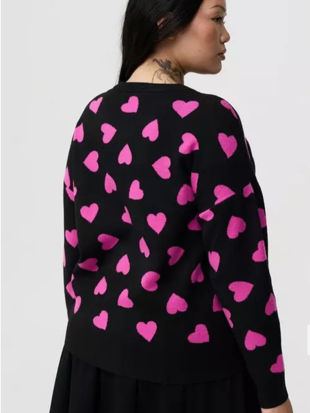 Torrid Black Pink Heart Luxe Cozy Pullover Sweater Size 1 1X - Picture 3 of 5